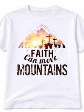 Faith Can Move Mountains Graphic T Shirt Trendy Boutique Style Tee Womens White